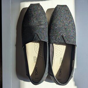 TOMS Alpargata Slip-On Black Iridescent Glitter Womens 9.5 M